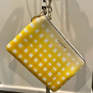 Coach Box Saffiano Sunglow Ombre Gingham Small Wristlet Wallet